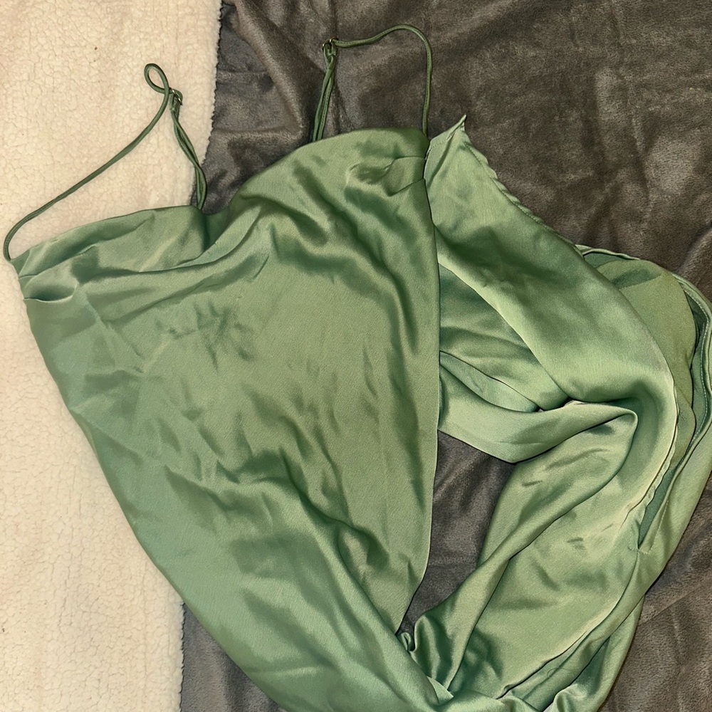 Banana republic satin Green Spaghetti Strap midi Dress